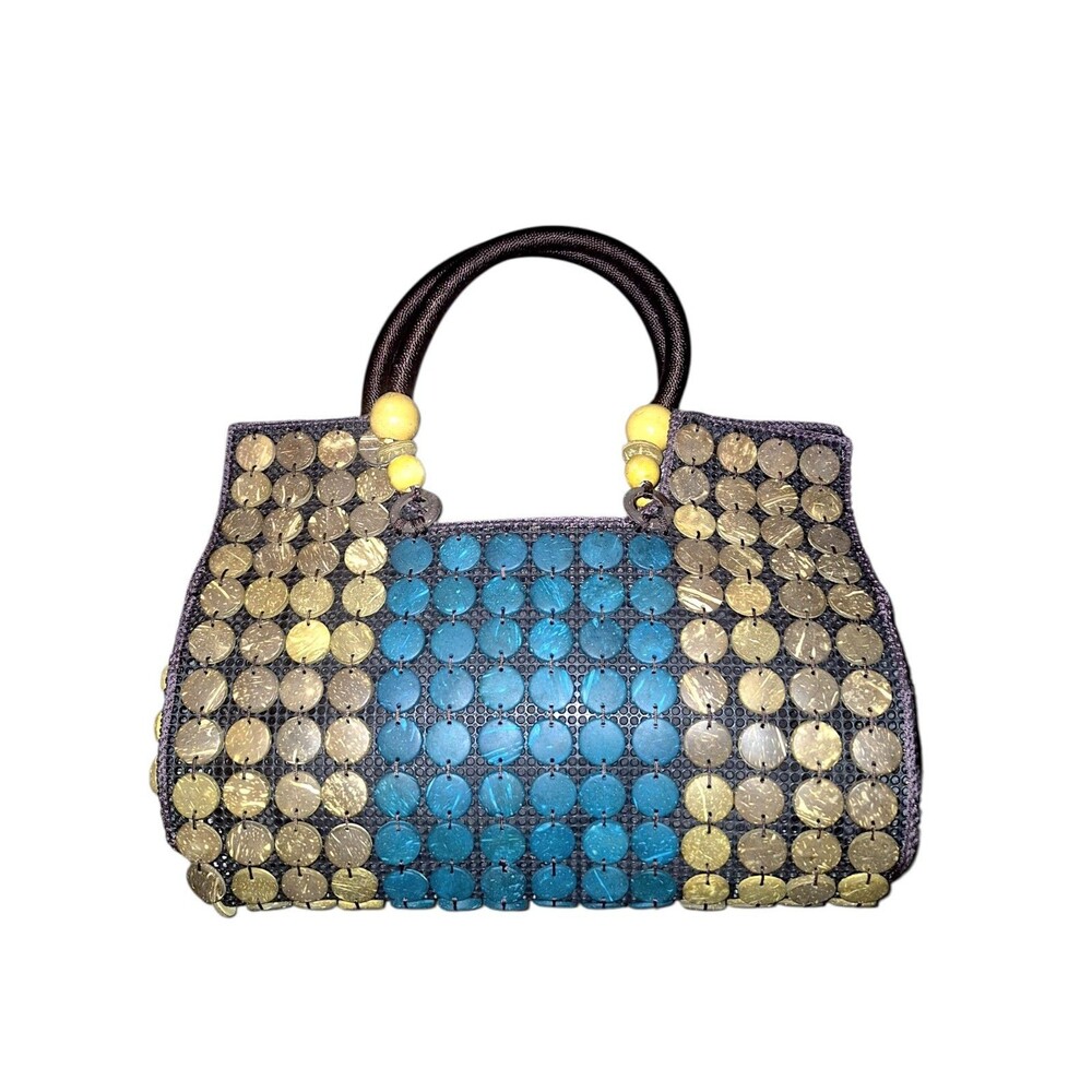 Multicolor Coconut Shell handmade purse handbag Bohemian Coastal Girl